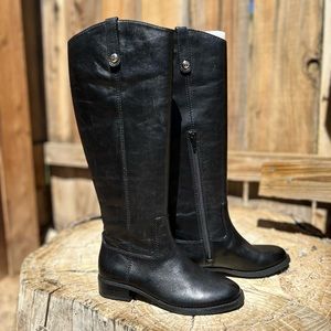 INC Women's Fawne Black Faux Leather Riding Boot Wide Calf
